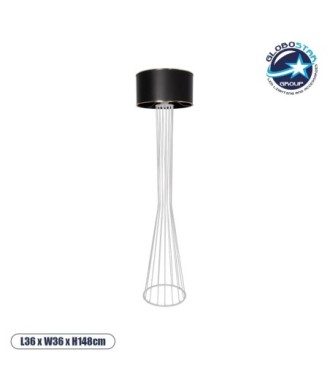 GLOBOSTAR® NOVA 201-0038 Μοντέρνο Επιδαπέδιο Φωτιστικό με Ντουί 1 x E27 AC 220-240V IP20 - Λευκό & Μαύρο - Μ36 x Π36 x Υ148cm